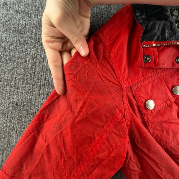Barbour International Avonmouth Waxed Jacket Women Full Zip Red Size 4 USA Lined - Picture 14 of 16